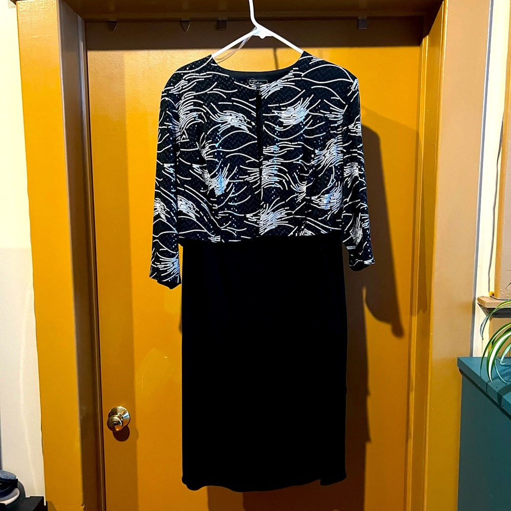 DressBarn formal sequin dress and jacket set in black and white
